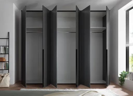 Drehtürenschrank- B ca. 270 cm, Graphit