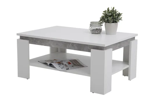 Couchtisch - LB ca. 90x60 cm, Weiß, Betonopik