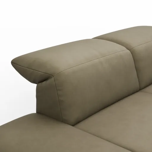 Sofa Elena - 2-Sitzer, Kopfteil/Armlehne verstellbar, Leder, Olive