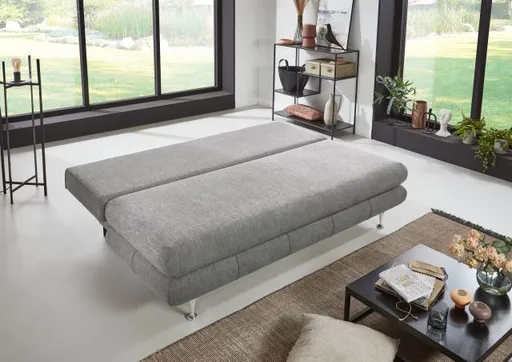 Schlafsofa- 2 Sitzer, Inkl. Bettkasten, Stoff, Grau