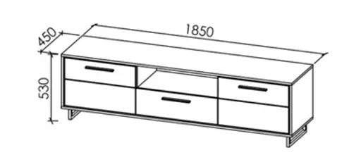 TV-Board - B ca. 185 cm, Kreidefarben, Eiche bianco massiv geölt