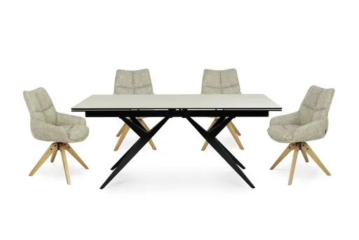 Esstisch MICHELA - ausziehbar, LB ca. 180x95 cm, Glaskeramik, Travertin farbig