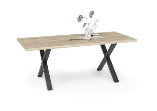 Esstisch - LB ca. 200x100 cm, Eiche sägerau, Schwarz