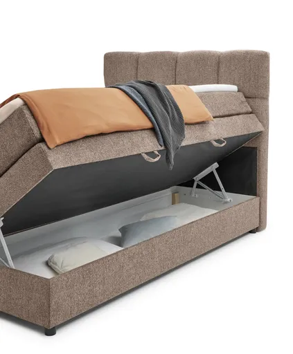 Boxspringbett SANDRIN R- Liegefläche ca. 160x200 cm, Stoff, Rose, inkl. Stauraum	