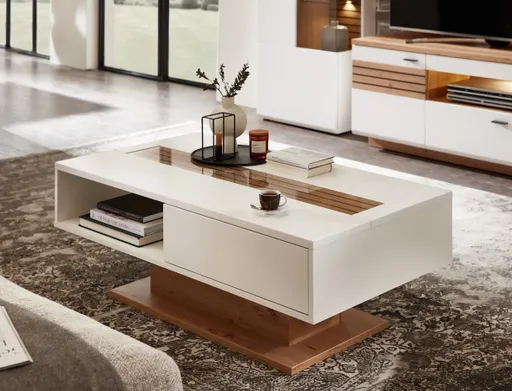 Couchtisch - mit Schubkasten, LBH ca. 120x65x43 cm, Weiß