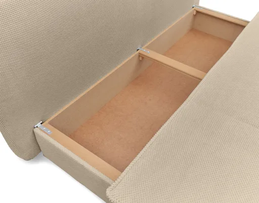 Funktionssofa JUNNIS - Schlaffunktion mit Bettkasten, Stoff, Taupe