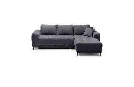 Ecksofa JONI - 2-Sitzer, Ecke rechts inkl. Schlaffunktion mit Bettkasten, Stoff, Anthrazit