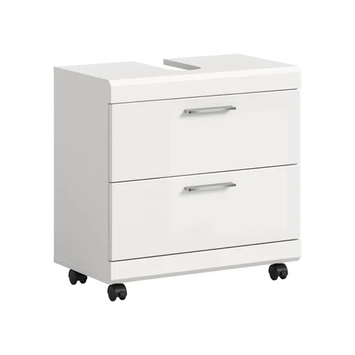 Waschbeckenunterschrank - B ca. 60 cm, Weiß, Weiß Hochglanz