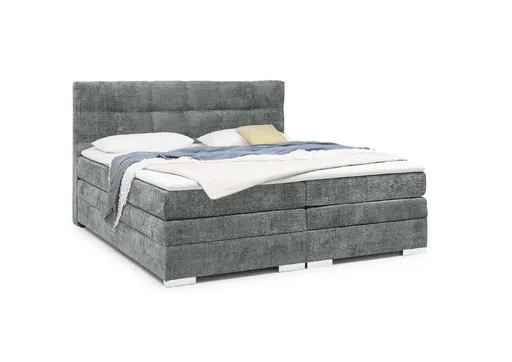 Boxspringbett SANDRIN I- Liegefläche ca. 200x200 cm, Stoff, Grau