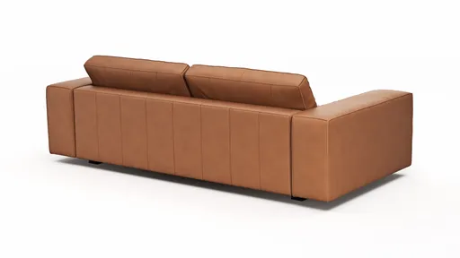 Sofa Aprino 1 - 3,5-Sitzer L, Dickleder, Cognac, Armlehne Block breit