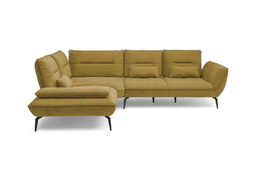 Ecksofa PAYTON - Ecke links, 2,5-Sitzer inkl. Rückenneigung, Armteilverstellung, Stoff, Senfgelb