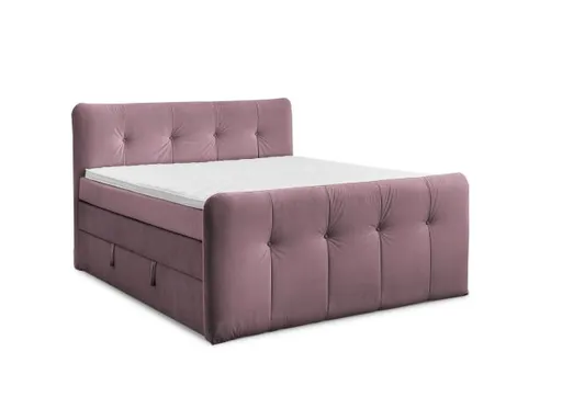 Boxspringbett HOLLIE- Liegefläche ca. 180x200 cm, Stoff, Brombeere, Bonell/Bonell