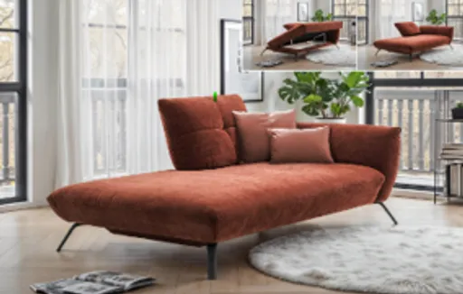 Recamiere rechts - inkl. Bettkasten, Stoff, Kupfer