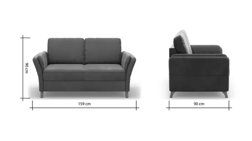 Sofa Vayra - 2,5-Sitzer, Stoff, Anthrazit