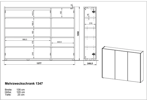 Schuhschrank GASIRA - B ca. 138 cm, Graphit, Navarra Eiche Nachbildung