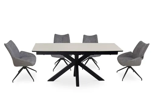 Esstisch MELANIA - ausziehbar, LB ca. 180x95 cm, Glaskeramik, Travertin farbig