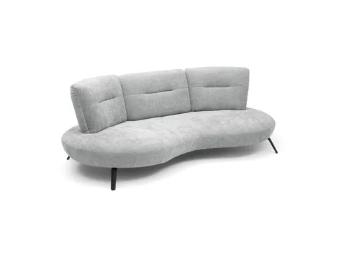 Nierensofa PACEY - 3-Sitzer, Stoff, Hellgrau