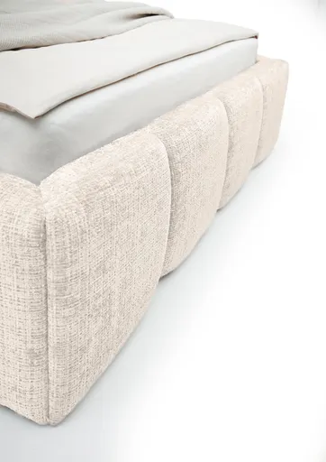 Bettgestell SANDRIN R- Liegefläche ca. 140x200 cm, Stoff, Creme, inkl Latterost und Stauraum