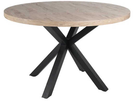 Esstisch - Ø/H ca. 120x76 cm, Wildeiche Nachbildung, Schwarz