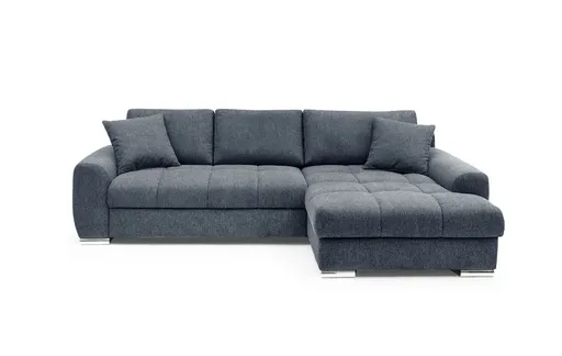 Polsterecke NANJA - 2-Sitzer, Ecke rechts inkl. Schlaffunktion mit Bettkasten, Stoff Dunkelblau