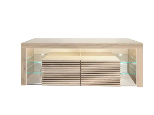 TV-Lowboard - mit Beleuchtung, B ca. 179 cm, Kaschmir, Riva Eiche Nachbildung
