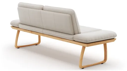 Bank Kamari - Breite ca. 208cm, Seitenteile verstellbar, Leder, Kitt