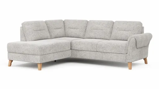 Ecksofa Almyra - Ottomane links mit 2,5-Sitzer, Stoff, Silbergrau