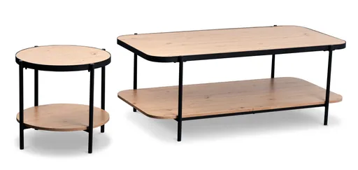 Couchtisch - LB ca. 120x64 cm, Artisan Eiche Nachbildung, Schwarz