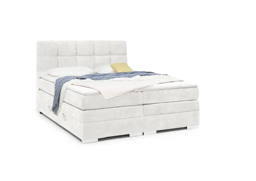 Boxspringbett SANDRIN I- Liegefläche ca. 180x200 cm, Stoff, Weiß, inkl. Stauraum