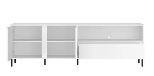 TV-Lowboard - B ca. 208 cm, Weiß, Weiß Hochglanz