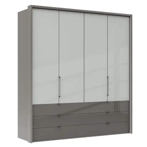 Drehtürenschrank Marbella - B. ca. 157cm, Korpus, Front Glas, Weiß