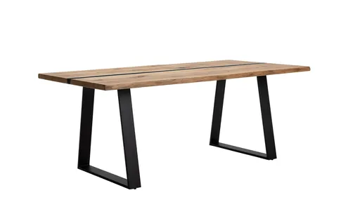 Esstisch Kima - LB ca. 220x100 cm, Wildeiche massiv mit Epoxid-Harz