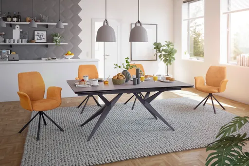 Esstisch MICHELA - ausziehbar, LB ca. 180x95 cm, Glaskeramik, Dunkelgrau