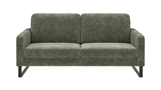 Sofa Enna - 3-Sitzer, Armlehne A, Stoff, Olivgrün, Kufe, Schwarz