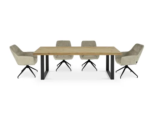 Esstisch - LB ca. 240x100 cm, Eiche massiv geölt, Schwarz