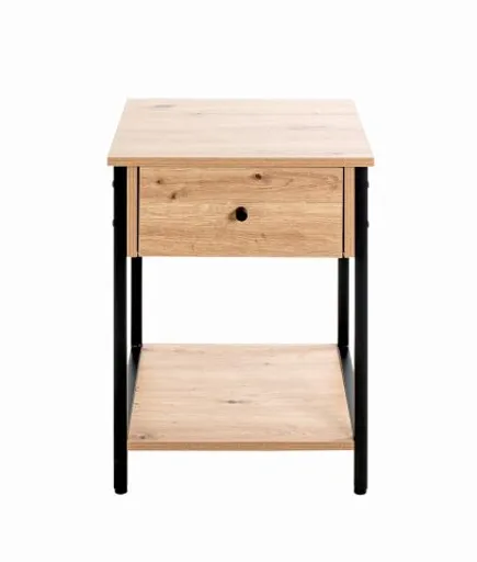 Beistelltisch - B/H/T ca. 40x55x40 cm, Eiche Nachbildung, Schwarz