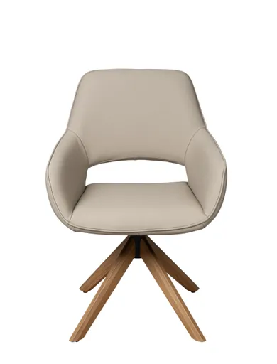 Armlehnstuhl MARIELLE - drehbar, Leder, Latte