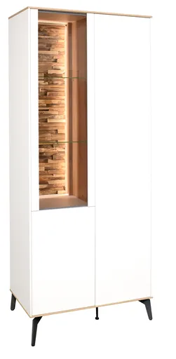 Vitrine - B ca. 81 cm, Weiß, Asteiche, Schwarz