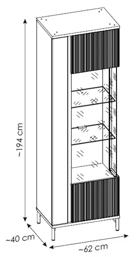 Vitrine - B ca. 62 cm, Schwarz