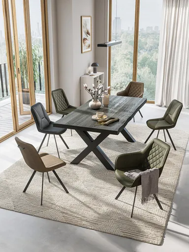 Esstisch Clifton - LB ca. 200x100 cm, Zerreiche massiv, Smoke