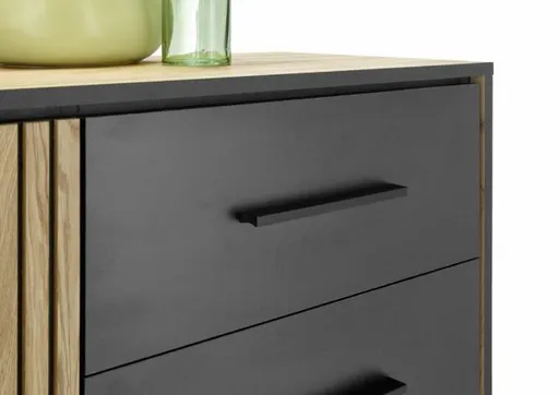 Sideboard- Eiche Dekor, Schwarz