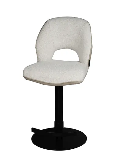Barhocker MAILE - drehbar, höhenverstellbar, Stoff, Creme