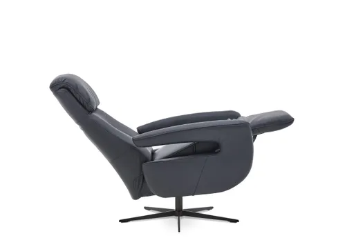 TV-Sessel - Größe M, Relaxfunktion, Kopfteil verstellbar, Leder, Dunkelblau