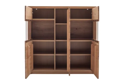 Highboard - B ca. 132 cm, Eiche Nachbildung, Eiche massiv geölt