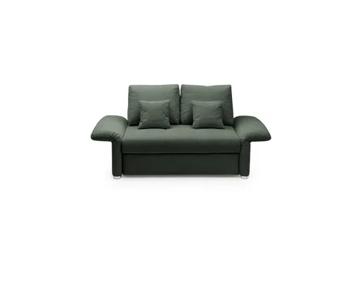 Sofa JORDEN - 1,5-Sitzer inkl. Schlaffunktion mit Bettkasten, verstellbare Armlehnen, Stoff, Dunkelgrün