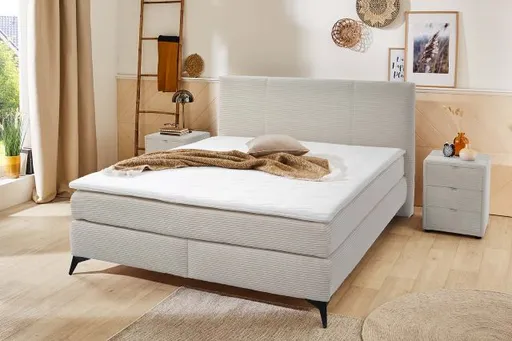 Boxspringbett- Liegefläche ca. 160x200 cm, Stoff, Hellgrau