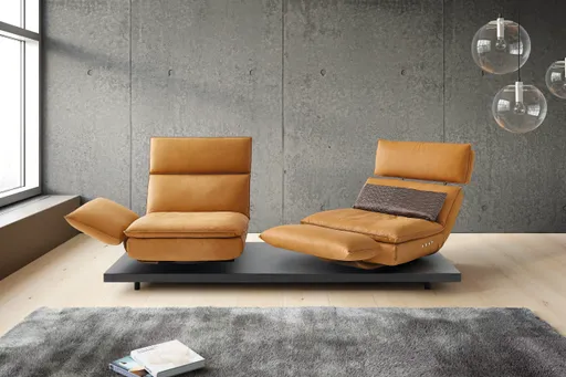 Sofa - 2-Sitzer, Relaxfunktion motorisch, Leder, Curry