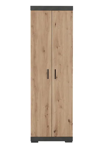 Garderobenschrank- B ca. 60 cm, Grau, Eiche Dekor