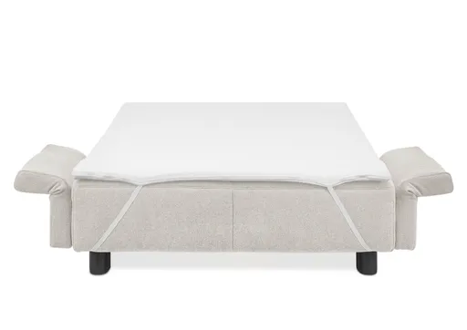  Faltsofa Easy - 2-Sitzer, ca. 140 cm inkl. Schlaffunktion/Topper/Armteil verstellbar, Stoff, Creme