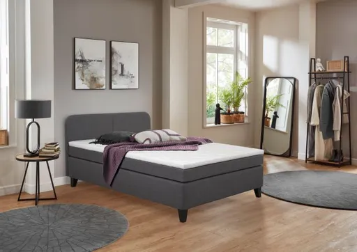 Boxspringbett- Liegefläche ca. 140x200 cm, Stoff, Anthrazit
